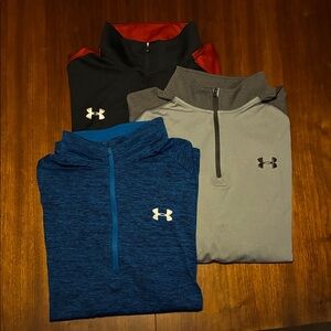 Under Armour Men's Quarter zips Threw- Black, Gray, Blue